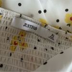 JustFab ruched floral white dress Photo 8