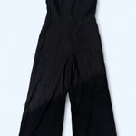 Forever 21 Black Linen Blend Jumpsuit Women's Large Adjustable Straps Photo 0
