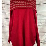 Pina Rossi Sweater Womens 1X Long Sleeve Ruched Sides Cowl Red Off On Shoulder Photo 0