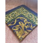 Vtg Italian Baroque Scarf Gold Chain Belt Print Square 47 inch Made in Italy Green Photo 4
