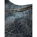 Antonio Melani  black leather medium size shoulder bag purse floral stitching pat Photo 9