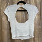 Free People  White Strike A Pose Smocked Cropped Top Large NWOT Photo 1