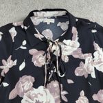 Mud Pie Kinsley Dress Womens Medium Black Pink Floral Stretch Lace Up Mini Photo 4