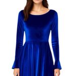 ASOS  - Royal Blue Velvet Skater Dress Sz 6 Photo 0