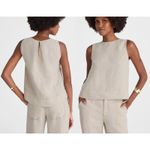 Madewell | NWT Linen Pleated Shell Top in Oat | Sz S Photo 1