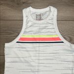 Lucky in Love Royale Stripe Rib Tennis Tank Top White Orange Size Small Photo 3
