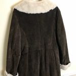 Marvin Richards  Long Suede Coat size L Brown Cream Faux Fur Lined Photo 7