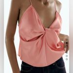 ZARA Satin Effect Knotted Silky Flowy V-Neck Plunge Sexy Tank Top SZ XS Photo 1