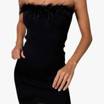 SheIn  Black Feather Bodycon Mini Dress | M Photo 0