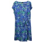 Talbots Blue Floral Jersey Tie Front Stretch Sheath Dress Size XL Photo 2
