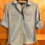 Harvé Benard Harve Benard Women’s Sz Medium Blue Button Down Shirt Roll Tab Sleeves Nwt (3811 Photo 0