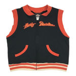 Harley Davidson Full Zip Top Women L Black/Orange 2005 Festival Moto Biker VTG Photo 0