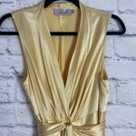 Teri Jon Rickie Freeman yellow silk sleeveless waist tie dress 10 Photo 1