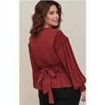 Torrid Crinkle Gauze Lace Inset Surplice Wrap Top Reddish Brown Size 3X Photo 8