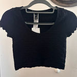 Forever 21 Black Fitted Crop Tee with Ruffled Cap Sleeves Photo 0