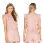 Karina Grimaldi Karina‎ Grimaldi Revolve S Pink Ruffle Linen Blouse Button Back Feminine Fairy Photo 1