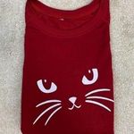 Unbranded Cute Cat Face Lightweight Red Crewneck Sweatshirt Size L Size L Photo 0