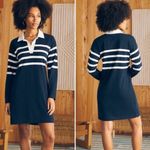Faherty Rugby Jersey Dress in Cape May Stripe Navy Size Medium Photo 1