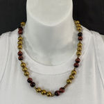 Gemstone Brass Beaded Necklace 19in Brown Photo 0