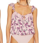 Free People Free People Take It Away Bodysuit Pink Rose Floral S Photo 0