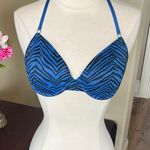PINK - Victoria's Secret PINK T Shirt Bra Blue Zebra Print Photo 0