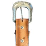 Womens Western Embossed Leather Belt Sz 32 Rhinestones Concho Navajo Cowgirl Brown Photo 6