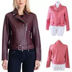 Michael Kors  Jacket Dusty Rose Bomber Faux Leather Plus Size XXL NWT Photo 1