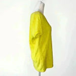 Lands' End  Womens Medium Top Sweater Short Sleeve Cable Knit Yellow Button Photo 4