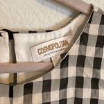 Dress the Population  Crop Top Size M Short Sleeve Black Cream Plaid Fall Gingham Photo 3
