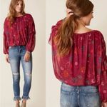 Free People  Wildflower Honey Ruffle Mesh Blouse, Size L, NWT Photo 2