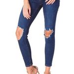 Free People  Ripped Busted Knee Skinny Jeans Dark Wash Denim High Waisted 28 Long Photo 0