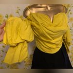Lulumari LulúMari Off the shoulder puff sleeve mustard yellow top size L Photo 3