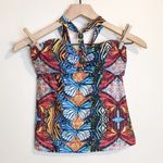 Becca  Halter Swim Top Tankini Size 4 Multicolor Pretty Butterfly Lovers Print Photo 3