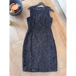 SACHIN & BABI NOIR Black Floral Lace Sheath Mini Dress Double Back Bow Tie Wome Size 10 Photo 9