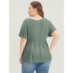 Bloomchic  Plain Round Neck Broderie Anglaise Ruffles T-Shirt Mint Green 14-16 Photo 1