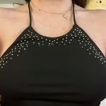 Vintage Zum Zum 90’s Rhinestone Black Mesh Halter Dress Size 6 Photo 2