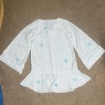 Andie x Fanm Mon The Serik Mini Dress Linen Embroidered Floral White Medium Photo 9