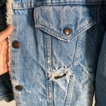 Levi's Vintage Destroyed Sherpa Denim Jacket in Medium Wash Photo 3
