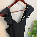 Line and Dot  jumpsuit, cropped wide leg, ruffled straps, relaxed fit, black, S Photo 2