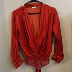 Free People Intimately  Rust Elsa Surplice Long Sleeve Bodysuit Photo 0