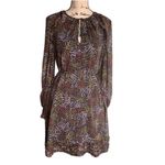 Joie  Floral Silk Long Sleeve Black Dress Size Small Photo 2