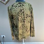VICTOR ALFARO Green Cardigan Sweater Cotton Silk Wool Cashmere L Animal Print Tan Size L Photo 3