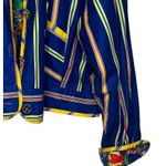 Howard Wolf Women Jacket Vintage Reversible Print Suitcase Glasses Striped Sz.12 Blue Photo 2