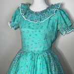70s Vintage Prairie Swing Dress Green Photo 1