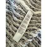 Chico's  Women's Cream Woven Tweed Drape Front Open Cardigan Sweater Fringe 2/L Photo 3