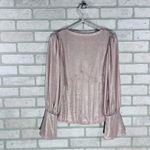 Free People Killer Queen Metallic Blush V-Neck Blouse Size S Photo 7