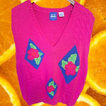 Evan‎ Picone Pro Pink Floral V Neck Sweater Vest Size Large Photo 0