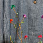 Haband Blue Denim Jacket with Colorful Floral Embroidery Size L Photo 5