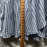 CHAPS  Blue White Striped Linen Blend Wrap Midi Skirt Ruffle Tie Waist Beach Med Photo 4