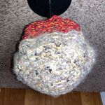 Gray & Red Cozy Fuzzy Warm Handmade Knit Hat NWOT Photo 1